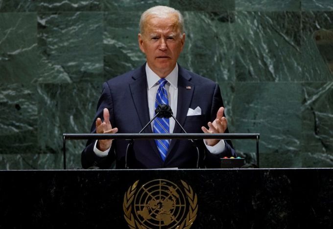 Tổng thống Mỹ Joe Biden phát biểu tại kỳ họp của Đại hội đồng Liên Hợp Quốc tại New York, Mỹ hôm 21/9.  Ảnh: Reuters.