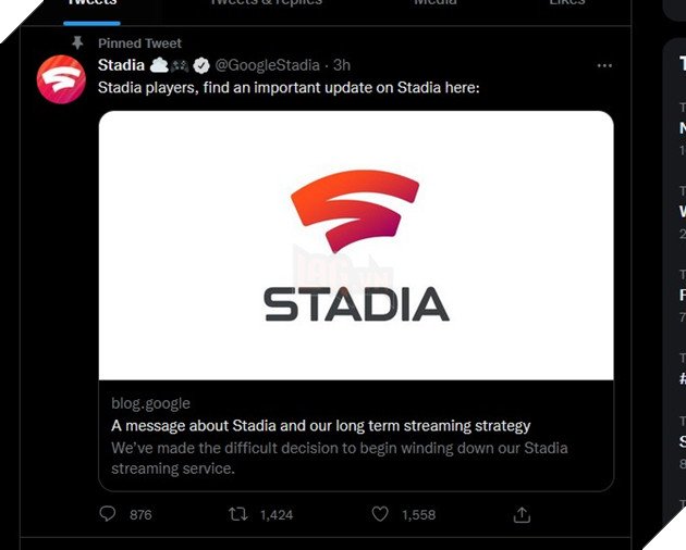 Nền tảng phát trực tuyến trò chơi Google Stadia chính thức đóng cửa vào năm 2023